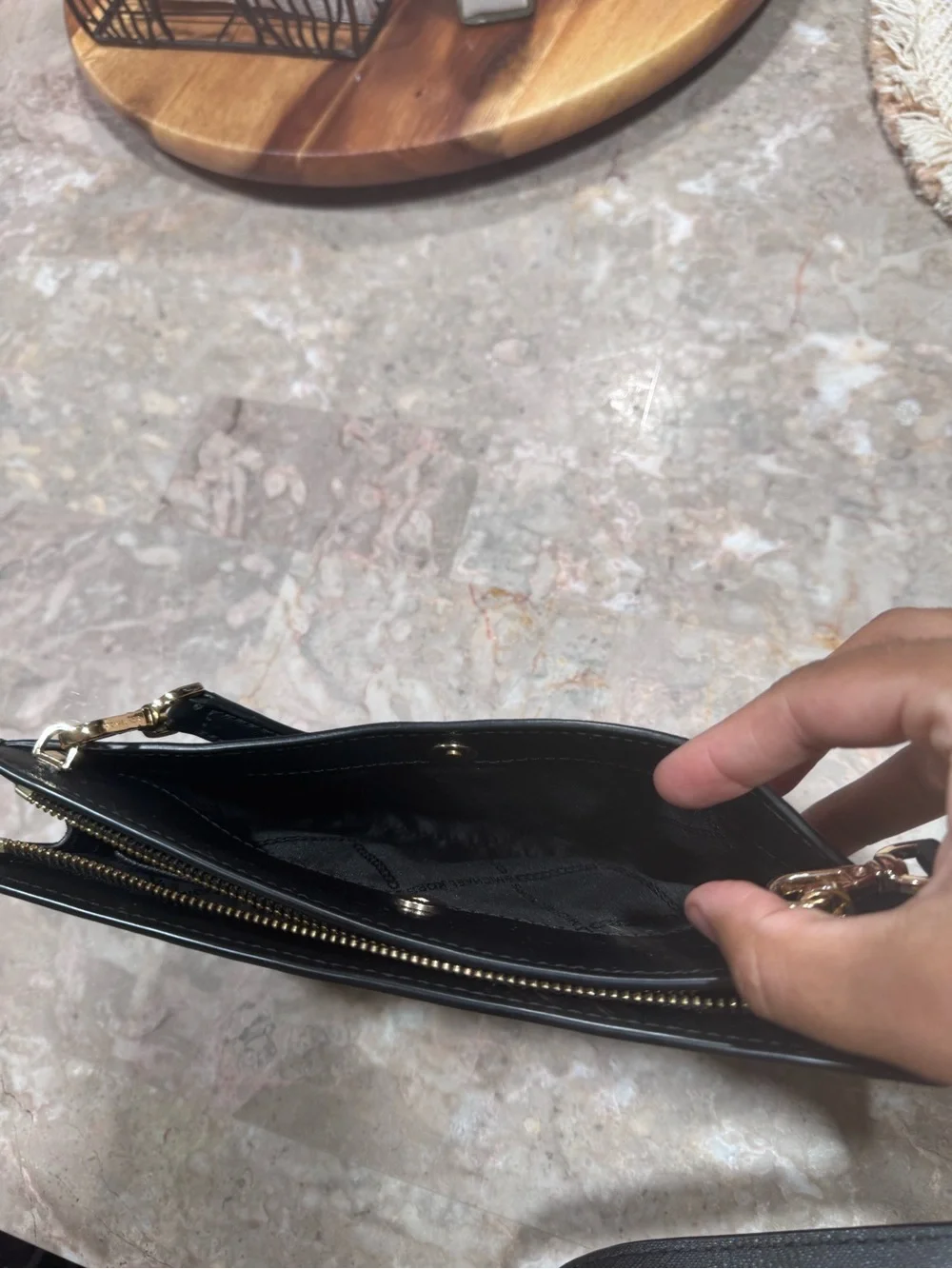 Michael Kors Black Smooth Leather Messenger Crossbody